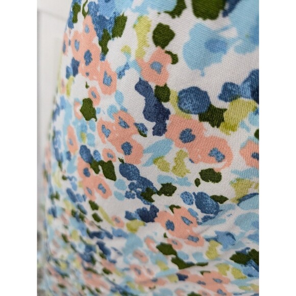 Abercrombie & Fitch Dress Women's sz L Cottagecore Blue Peach Floral Mini Ruffle - Picture 10 of 14